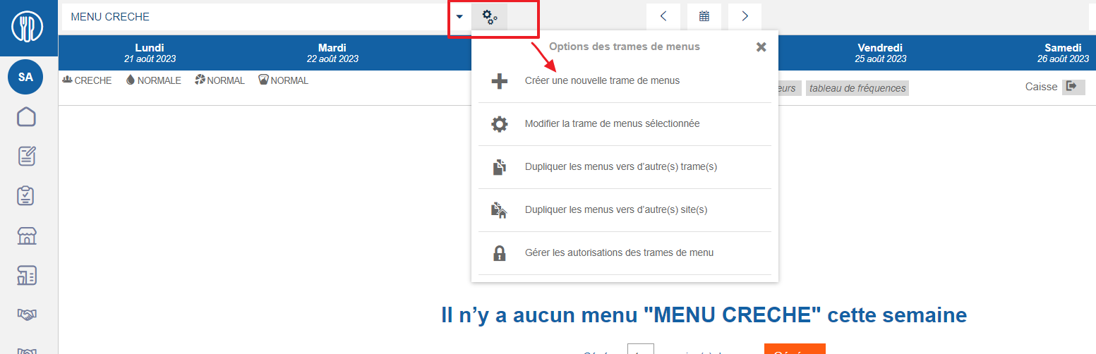 Une capture d'écran d'un menu<br><br>Description générée automatiquement