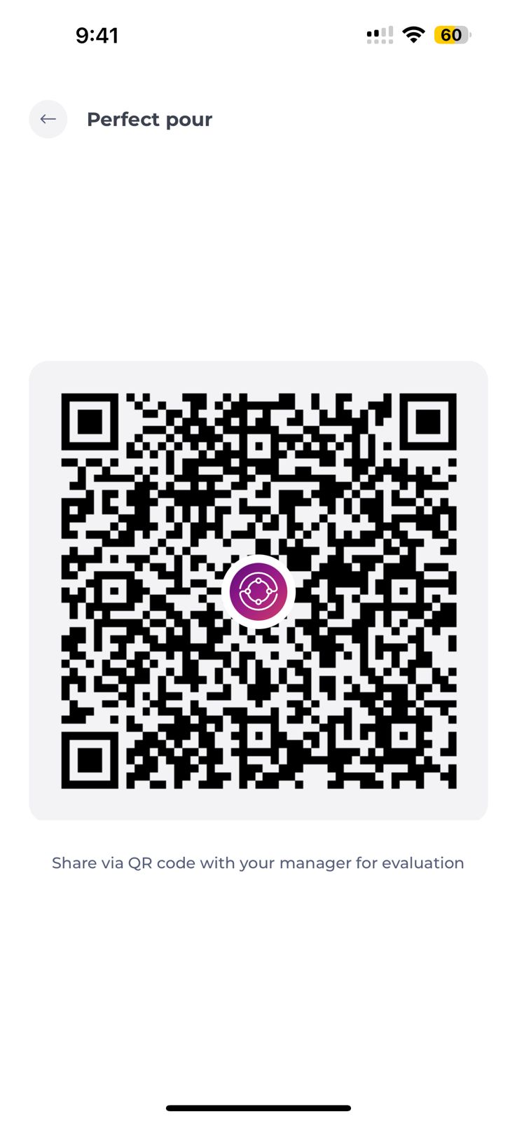 Un código QR con un círculo morado<br><br>Descripción generada automáticamente